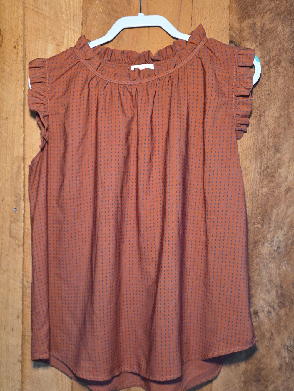 Rust Ruffle-Sleeve Sleeveless Camisole